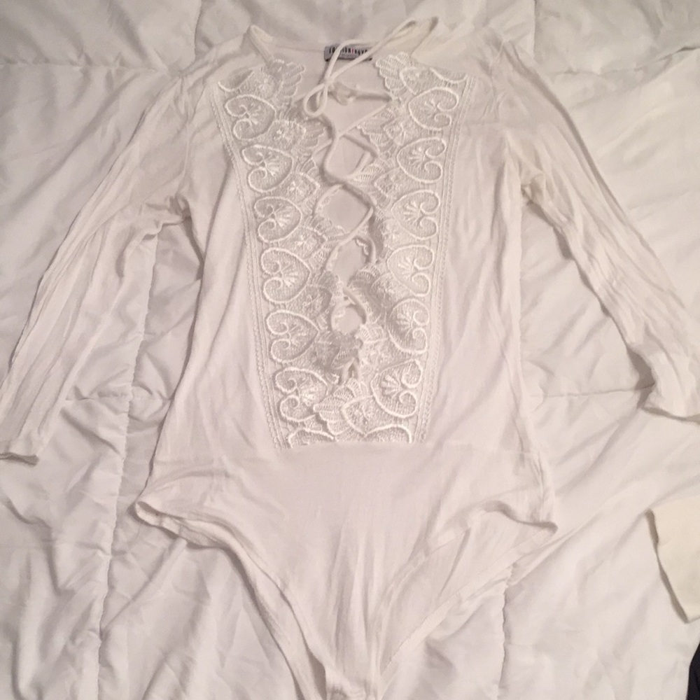 3/$15 White lace bodysuit